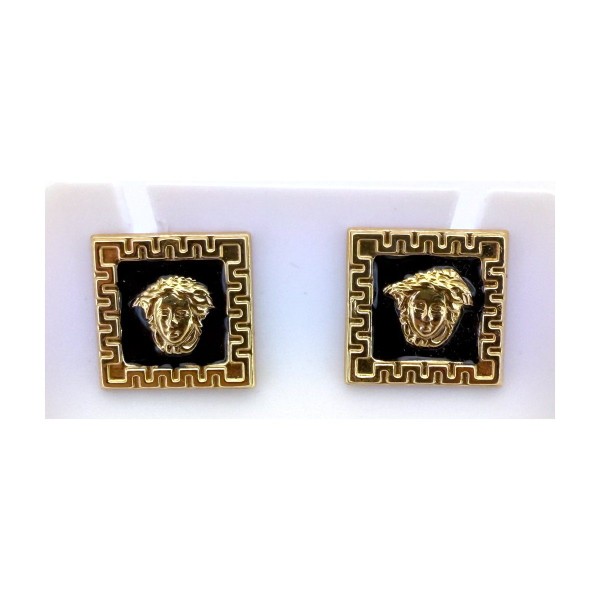 Pendientes cuadrado medusa de oro 18k